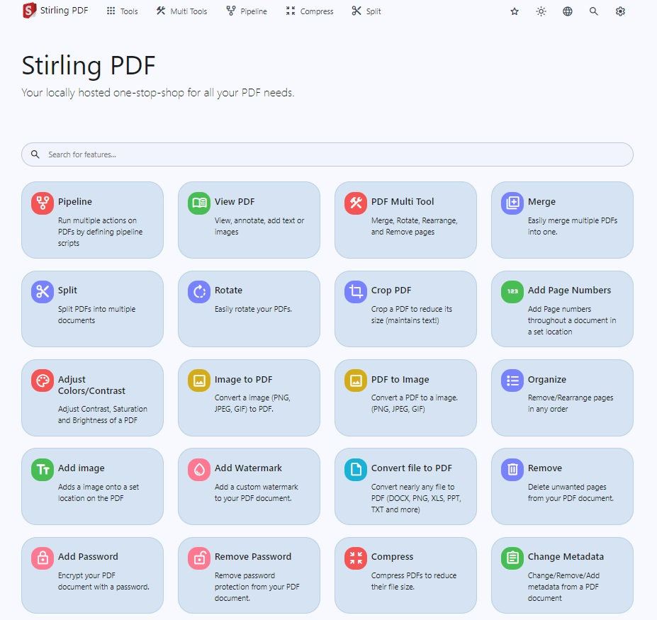 【开源分享】Stirling-PDF：本地托管，允许对 PDF 文件做各种操作的 Web 应用